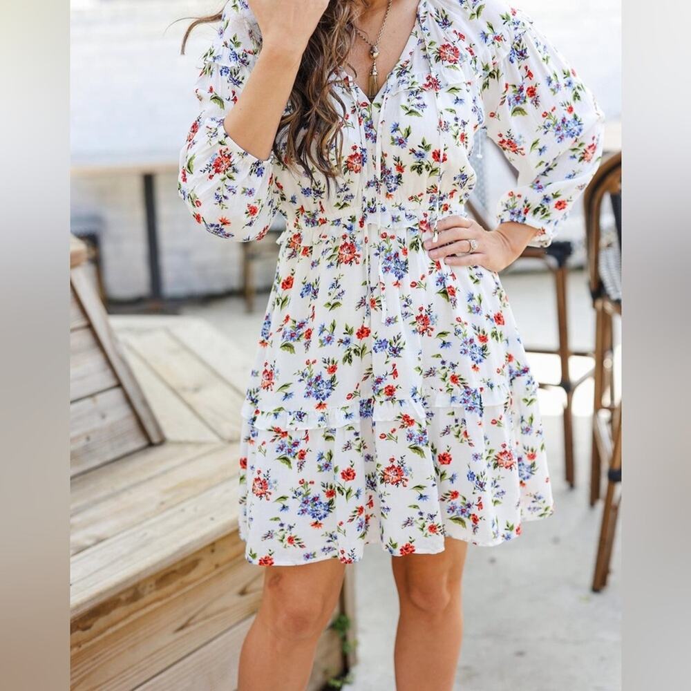Good Hart Womens Tarpon Spring Knee Dress Size Medium Cottagecore Tea Graduation - Picture 2 of 10